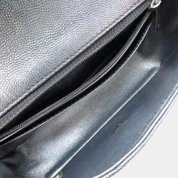 Chanel Caviar Skin Black Seal Chevron  Shoulder Bag