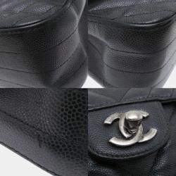 Chanel Caviar Skin Black Seal Chevron  Shoulder Bag