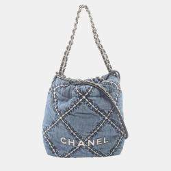 Chanel Navy Denim 22 Shoulder Bag