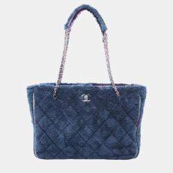 Chanel Blue Purple Multicolor Fabric Large Tote Bag