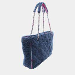 Chanel Blue Purple Multicolor Fabric Large Tote Bag