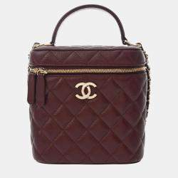 Pre Owned Chanel Bordeaux Caviar Skin Vanity Chain Shoulder Bag