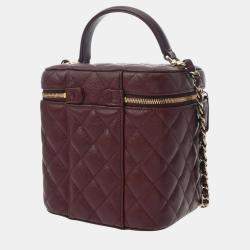 Pre Owned Chanel Bordeaux Caviar Skin Vanity Chain Shoulder Bag
