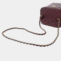 Pre Owned Chanel Bordeaux Caviar Skin Vanity Chain Shoulder Bag