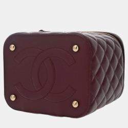 Pre Owned Chanel Bordeaux Caviar Skin Vanity Chain Shoulder Bag