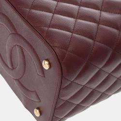 Pre Owned Chanel Bordeaux Caviar Skin Vanity Chain Shoulder Bag