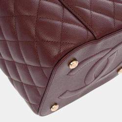 Pre Owned Chanel Bordeaux Caviar Skin Vanity Chain Shoulder Bag