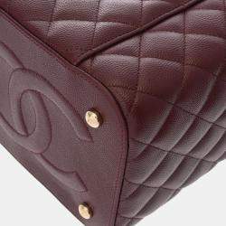 Pre Owned Chanel Bordeaux Caviar Skin Vanity Chain Shoulder Bag