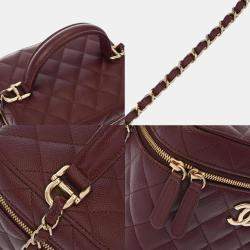 Pre Owned Chanel Bordeaux Caviar Skin Vanity Chain Shoulder Bag