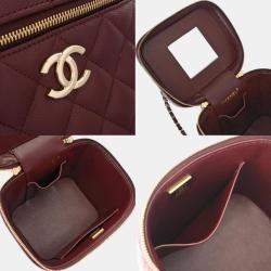 Pre Owned Chanel Bordeaux Caviar Skin Vanity Chain Shoulder Bag