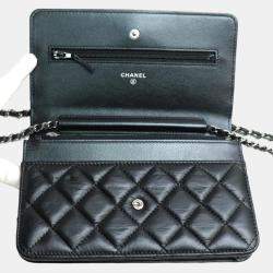 Chanel Black Matelasse Calf Chain Wallet Bag