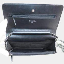 Chanel Black Matelasse Calf Chain Wallet Bag