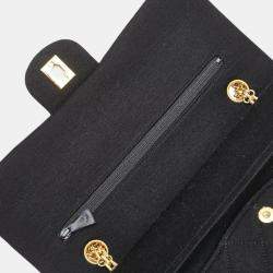 Chanel Black Cotton Jersey Matelasse Double Flap Coco Mark Chain Shoulder Bag