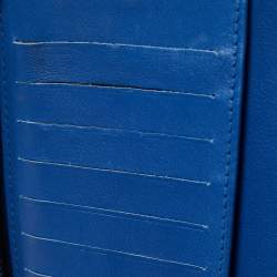 Pre Owned Chanel Blue Quilted Patent Leather Classic Zip Around Wallet Organizer