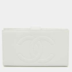 Chanel White Caviar Leather CC Timeless Continental Wallet