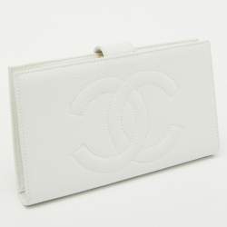 Chanel White Caviar Leather CC Timeless Continental Wallet