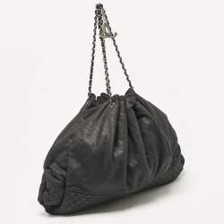 Pre Owned Chanel Black Quilted Jersey Fabric Melrose Cabas Bag