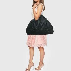 Pre Owned Chanel Black Quilted Jersey Fabric Melrose Cabas Bag