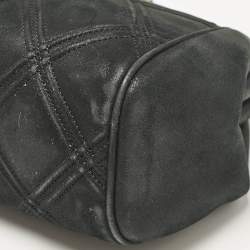 Pre Owned Chanel Black Quilted Nubuck Leather CC Frame Clutch Bag