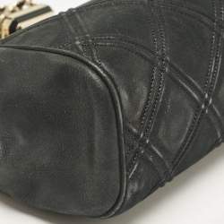 Pre Owned Chanel Black Quilted Nubuck Leather CC Frame Clutch Bag