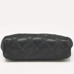 Pre Owned Chanel Black Quilted Nubuck Leather CC Frame Clutch Bag