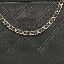 Pre Owned Chanel Black Quilted Nubuck Leather CC Frame Clutch Bag