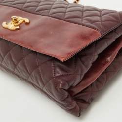 Pre Owned Chanel Burgundy Quilted Leather Jumbo Soft Elegance Flap Bag