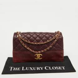Pre Owned Chanel Burgundy Quilted Leather Jumbo Soft Elegance Flap Bag