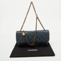 Chanel Blue Quilted Leather CC Crown Flap Bag