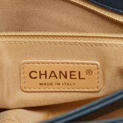 Chanel Blue Quilted Leather CC Crown Flap Bag