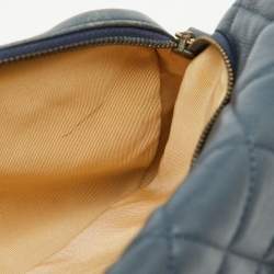 Chanel Blue Quilted Leather CC Crown Flap Bag