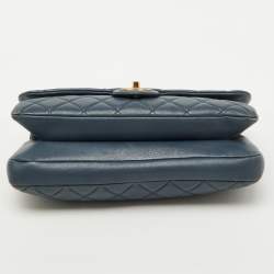 Chanel Blue Quilted Leather CC Crown Flap Bag