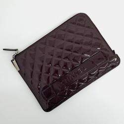 Pre Owned Chanel Purple Patent Leather patent clutch bag