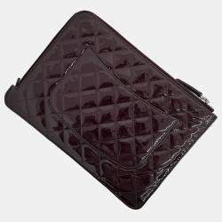 Pre Owned Chanel Purple Patent Leather patent clutch bag