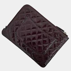Pre Owned Chanel Purple Patent Leather patent clutch bag