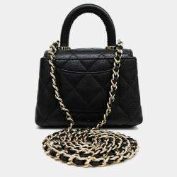 Pre Owned Chanel Black Leather Coco Handle Nano Bag