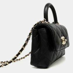 Pre Owned Chanel Black Leather Coco Handle Nano Bag