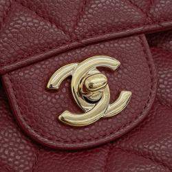 Pre Owned Chanel Red Leather Classic Medium Bag