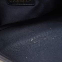 Pre Owned Chanel Navy Blue Leather Cube Embossed Medium Boy Flap Bag
