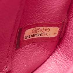 Pre Owned Chanel Fuchsia Chevron Leather Extra Mini Rectangular Flap Bag