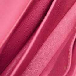 Pre Owned Chanel Fuchsia Chevron Leather Extra Mini Rectangular Flap Bag