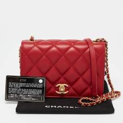 Chanel Red Quilted Leather Mini CC Full Flap Bag