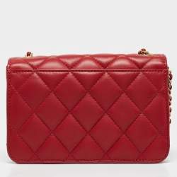 Chanel Red Quilted Leather Mini CC Full Flap Bag