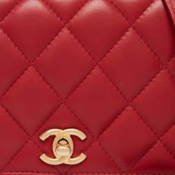 Chanel Red Quilted Leather Mini CC Full Flap Bag