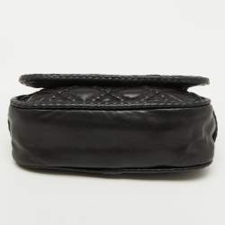 Pre Owned Chanel Black Leather Hidden Chain CC Logo Flap Bag