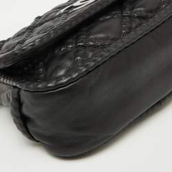 Pre Owned Chanel Black Leather Hidden Chain CC Logo Flap Bag