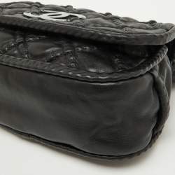 Pre Owned Chanel Black Leather Hidden Chain CC Logo Flap Bag