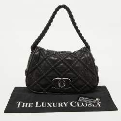 Pre Owned Chanel Black Leather Hidden Chain CC Logo Flap Bag