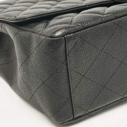 Chanel Black Quilted Caviar Leather Maxi Classic Single Flap Bag