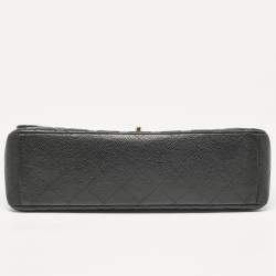 Chanel Black Quilted Caviar Leather Maxi Classic Single Flap Bag